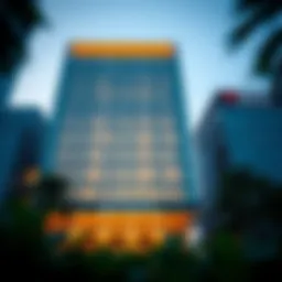 Exterior view of the ADCB Building showcasing its unique architectural design