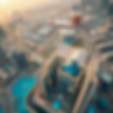 Aerial Perspective of Al Jaziri Building in Dubai Aerial view highlighting the Al Jaziri Building's impact on the Dubai skyline
