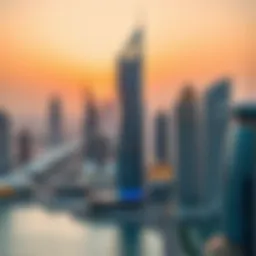 Stunning view of Al Mas Tower in JLT against the skyline of Dubai