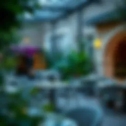 A serene view of the garden ambiance at Al Nahda Garden Restaurant