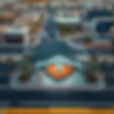 Aerial view of the Al Qasba bus stop showcasing its modern design