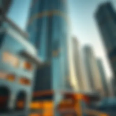 Architectural details of Al Rihab Tower showcasing modern design