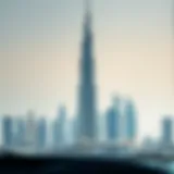 Stunning view of Al Rihab Tower against the Dubai skyline