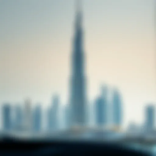 Stunning view of Al Rihab Tower against the Dubai skyline