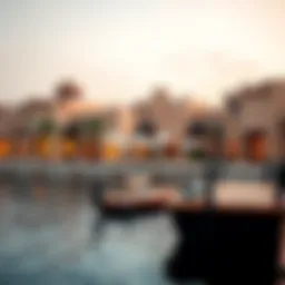 A picturesque view of Al Seef showcasing its unique architecture and waterfront.
