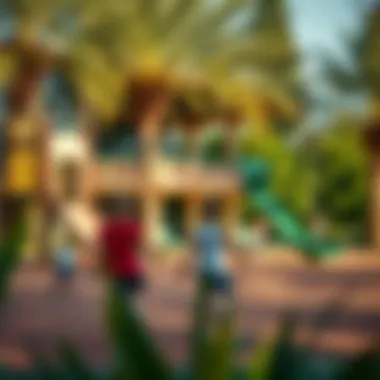 Children playing in the playground area of Al Towayya Park