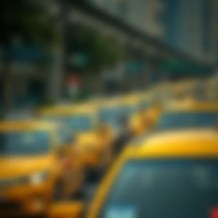 Traffic scene in Dubai with taxis