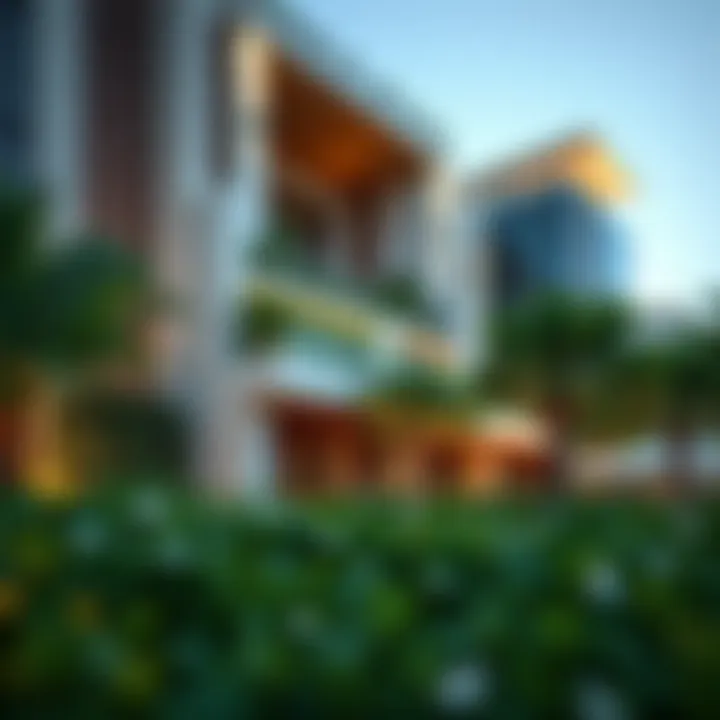 Architectural rendering of a property with integrated aura gardens in Dubai