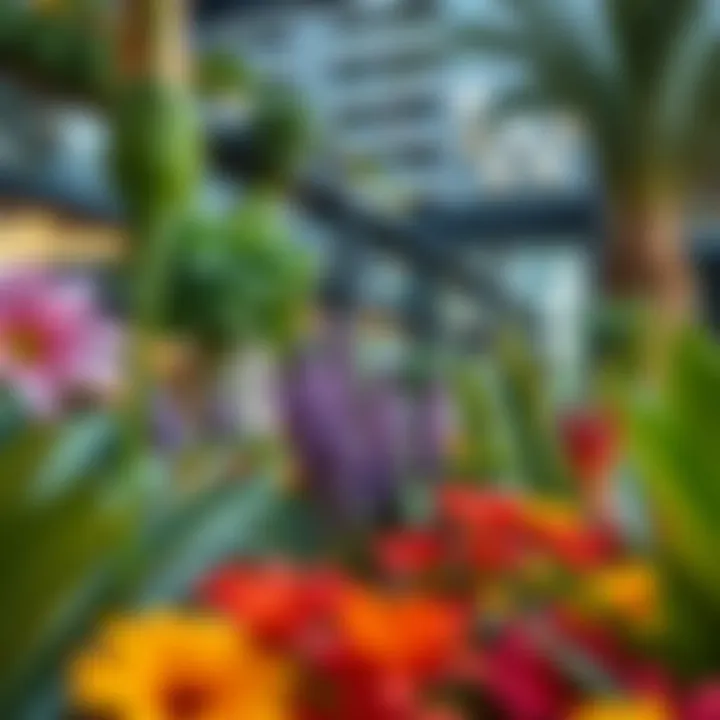 Vibrant flora in an aura garden enhancing a commercial property in Dubai