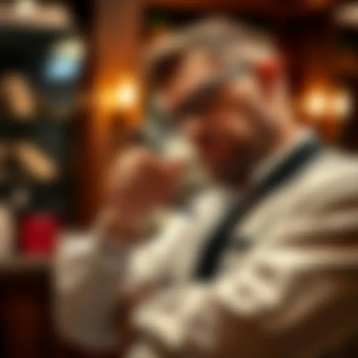 Expert barber meticulously performing a traditional shave with precision.