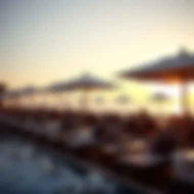 Relaxation at Beach Clubs A serene beach club setting with comfortable loungers and umbrellas