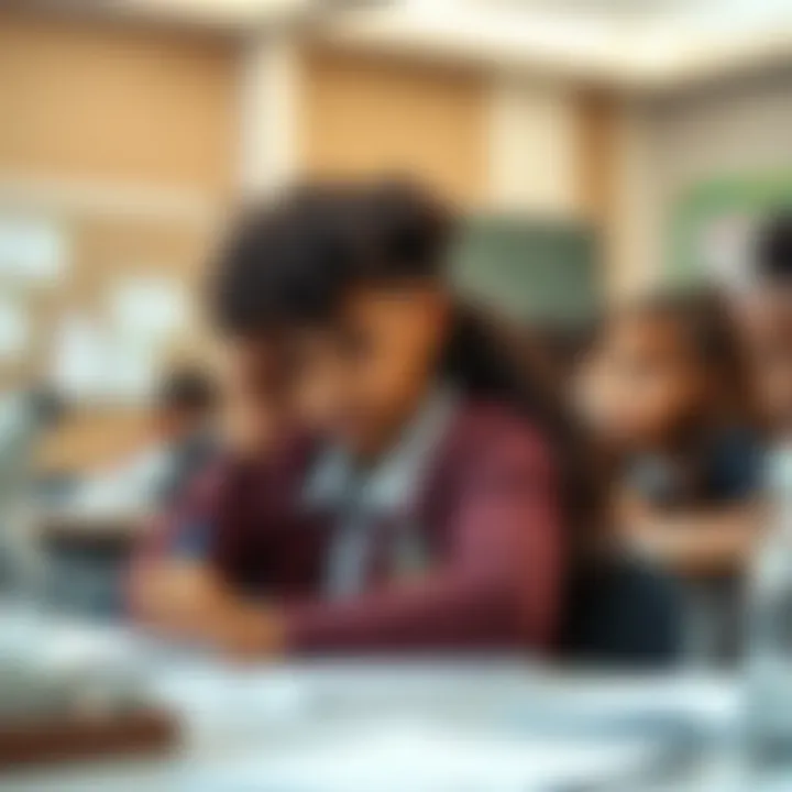 A classroom setting with diverse students participating in a science lesson