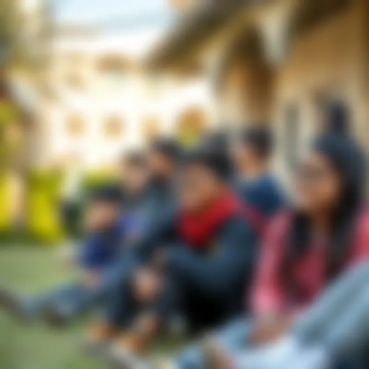 A diverse group of students participating in outdoor activities