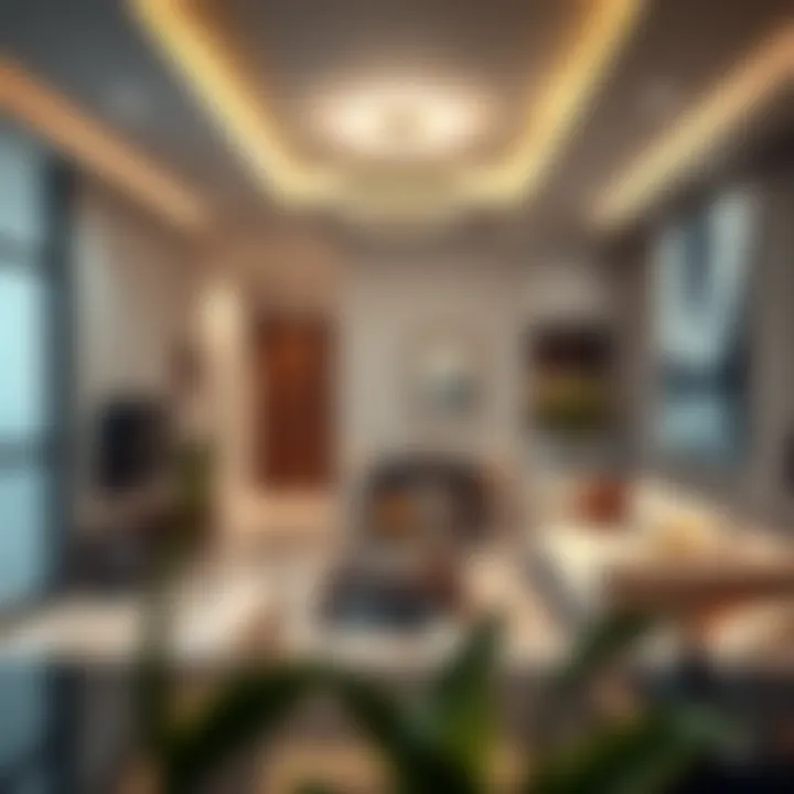 Stylish two-bedroom apartment interior highlighting contemporary design and spacious living.