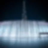 Majestic view of the Burj Khalifa Fountain Show at night