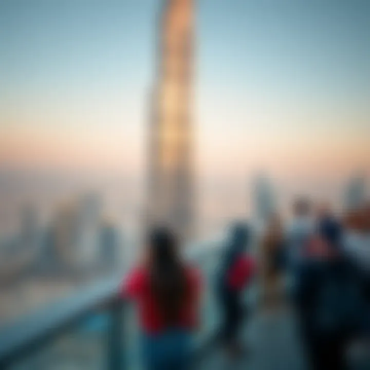 Experience the Heights of Burj Khalifa Visitors enjoying the observation deck of Burj Khalifa