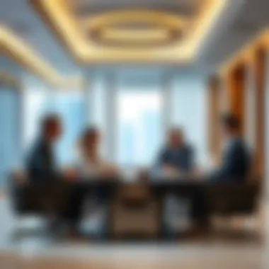 Strategic Discussions at Al Habtoor Group Business professionals discussing strategies at Al Habtoor Group