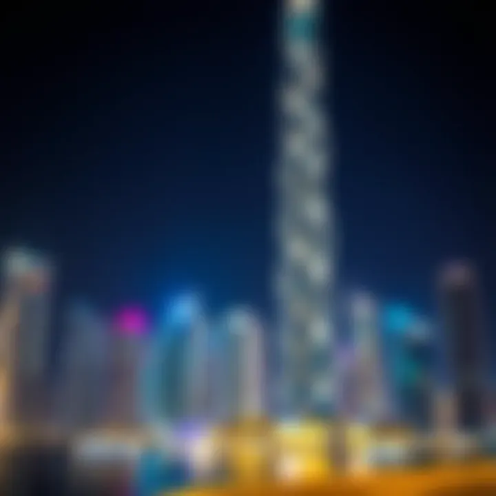 Cayan Tower at Night Night view of Cayan Tower illuminated against the Dubai skyline