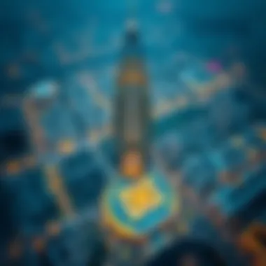 Aerial view displaying The Prism's location within the urban landscape of Dubai