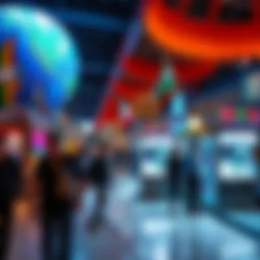 Visitors engaging with international exhibits at Global Village