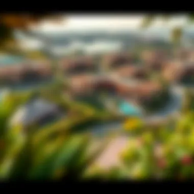 Aerial view of the vibrant neighborhood surrounding Cordoba Residence with lush greenery