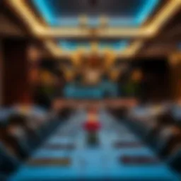 Elegant dining setting with ambient lighting