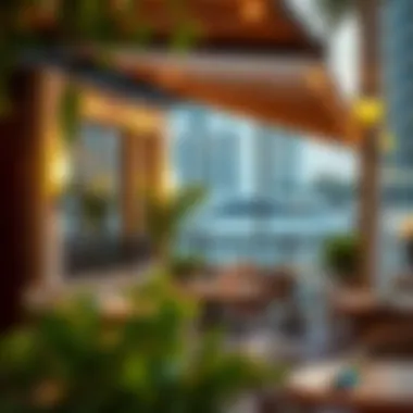 Charming outdoor seating area of a popular restaurant in Business Bay