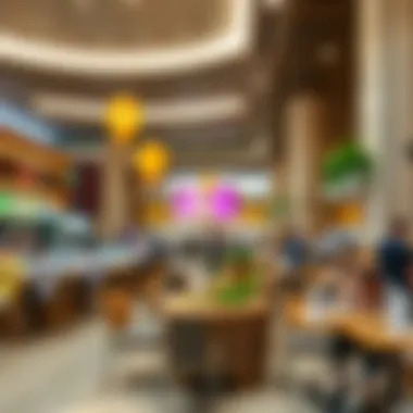 Diverse Culinary Choices at Dubai Airport Busy dining area showcasing diverse culinary choices