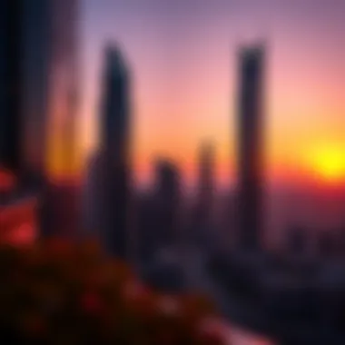 Stunning view of DAMAC Paramount Tower at sunset