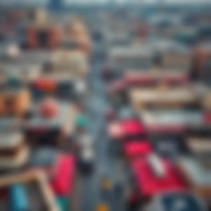 Aerial View of Deira Markets An aerial view of Deira highlighting the bustling market streets and shops