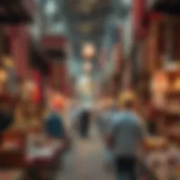 A vibrant souk in Deira showcasing traditional textiles and handicrafts