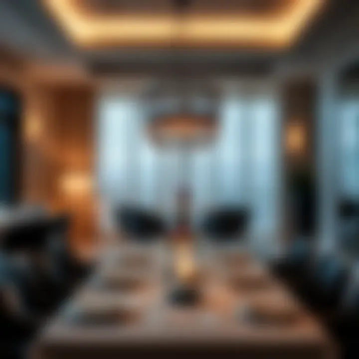 Chic Ambiance and Decor Elegant dining setup featuring ambient lighting and unique decor.