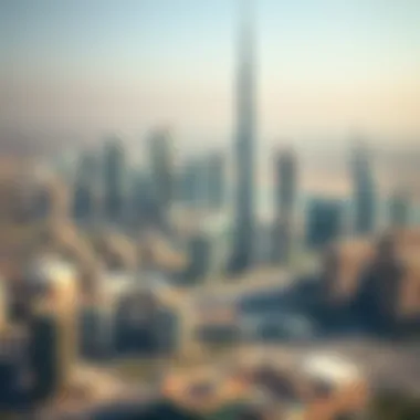 Dubai Skyline with Al Habtoor Developments An aerial view of Dubai highlighting the Al Habtoor Group's developments