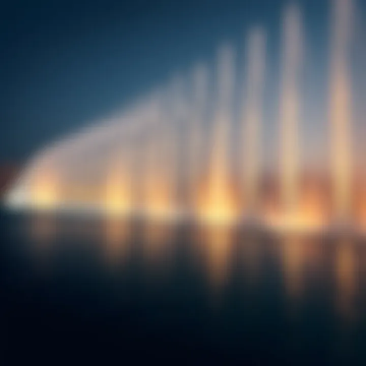 Water Choreography of Dubai Fountain A vibrant display of water choreography synchronized with music