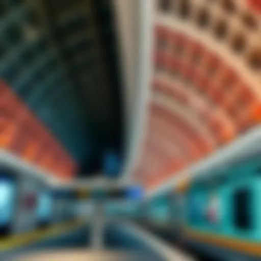 An artistic representation of the Dubai Metro system showcasing its modern architecture.