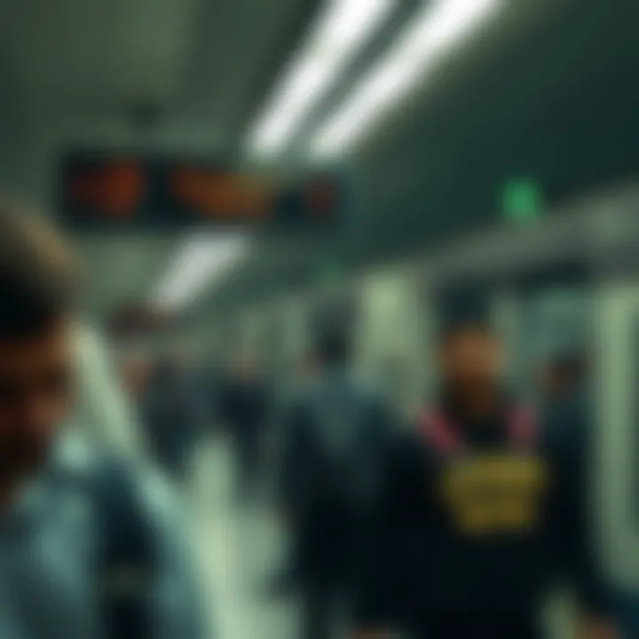 Busy Peak Hours at Dubai Metro Commuters utilizing the Dubai Metro during peak hours