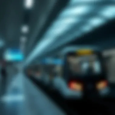 Modern Design of Metro Platform Interior view showcasing modern design of a metro platform