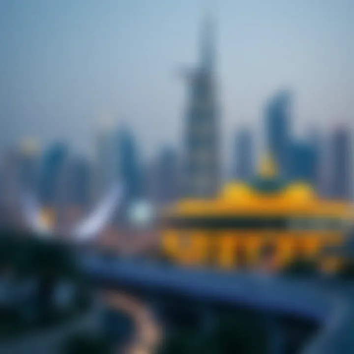 Dubai skyline with gold market