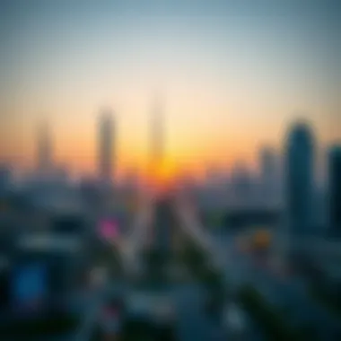 A bustling Dubai skyline representing modern utilities