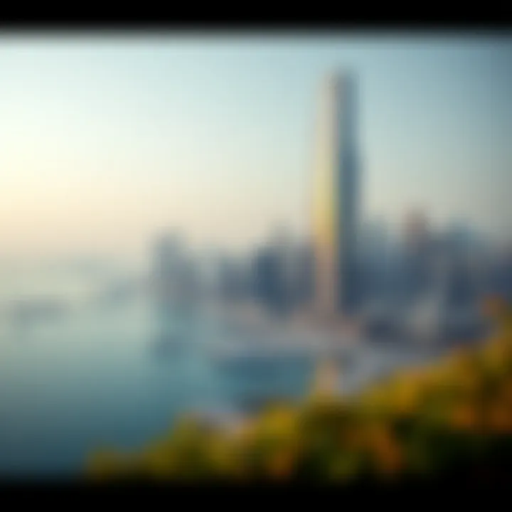 Panoramic skyline view highlighting the prime location of Dubai Wharf Tower 1