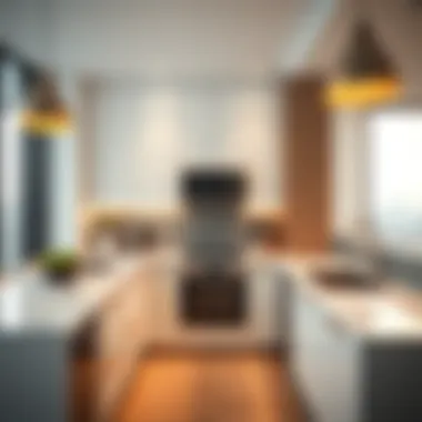 Kitchen in Etihad Plaza Apartment Modern kitchen layout in Etihad Plaza rental apartments
