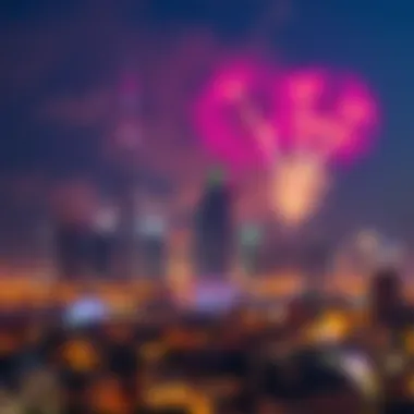 Dubai's Iconic New Year's Fireworks Display Spectacular fireworks illuminating the Dubai skyline at New Year's Eve