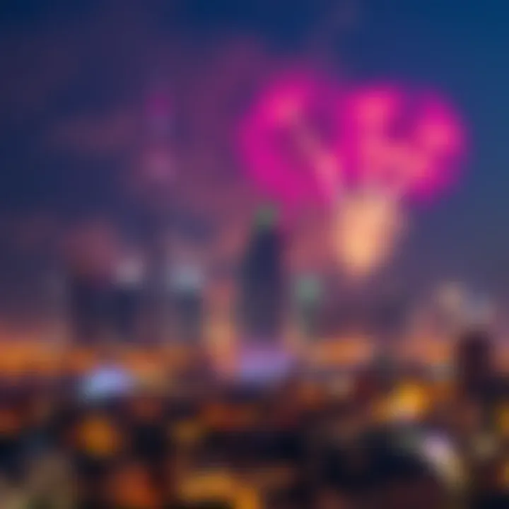 Dubai's Iconic New Year's Fireworks Display Spectacular fireworks illuminating the Dubai skyline at New Year's Eve