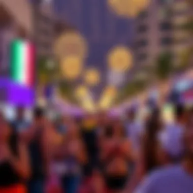 Vibrant Street Parties Celebrating the Arrival of the New Year in Dubai People enjoying a vibrant street party in Dubai as the New Year approaches