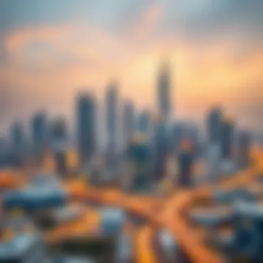 Business district skyline in Dubai