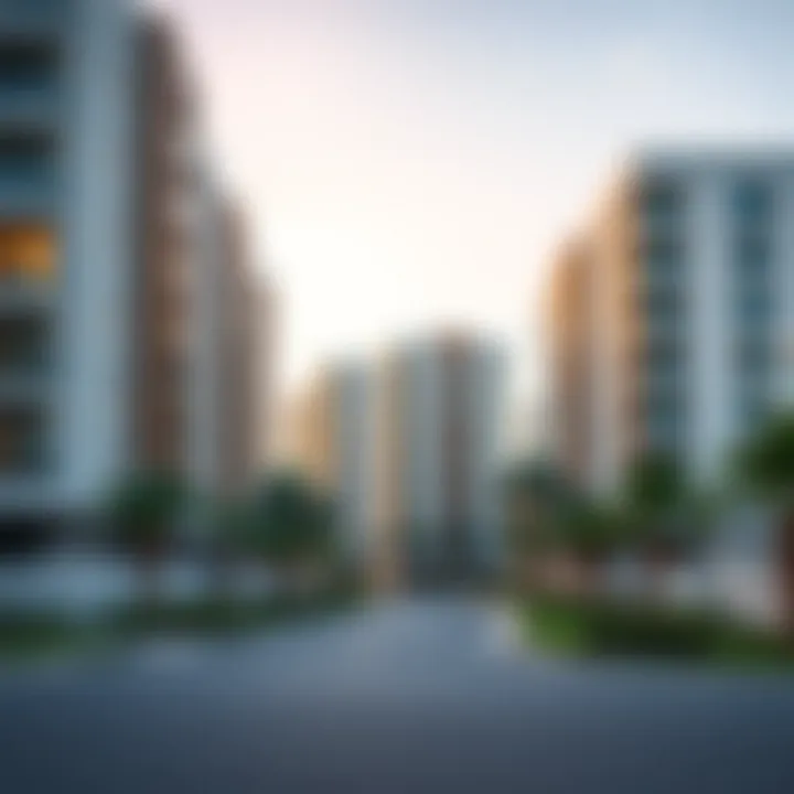 Modern residential buildings highlighting real estate developments in Al Hamidiya