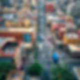 Aerial view of Al Karama showcasing its vibrant streets and architecture