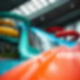 Vibrant water slides at an aqua leisure park