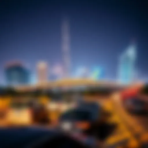 A stunning view of Abu Dhabi's cityscape illuminated at night