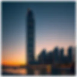 Stunning exterior view of Avant Tower at sunset